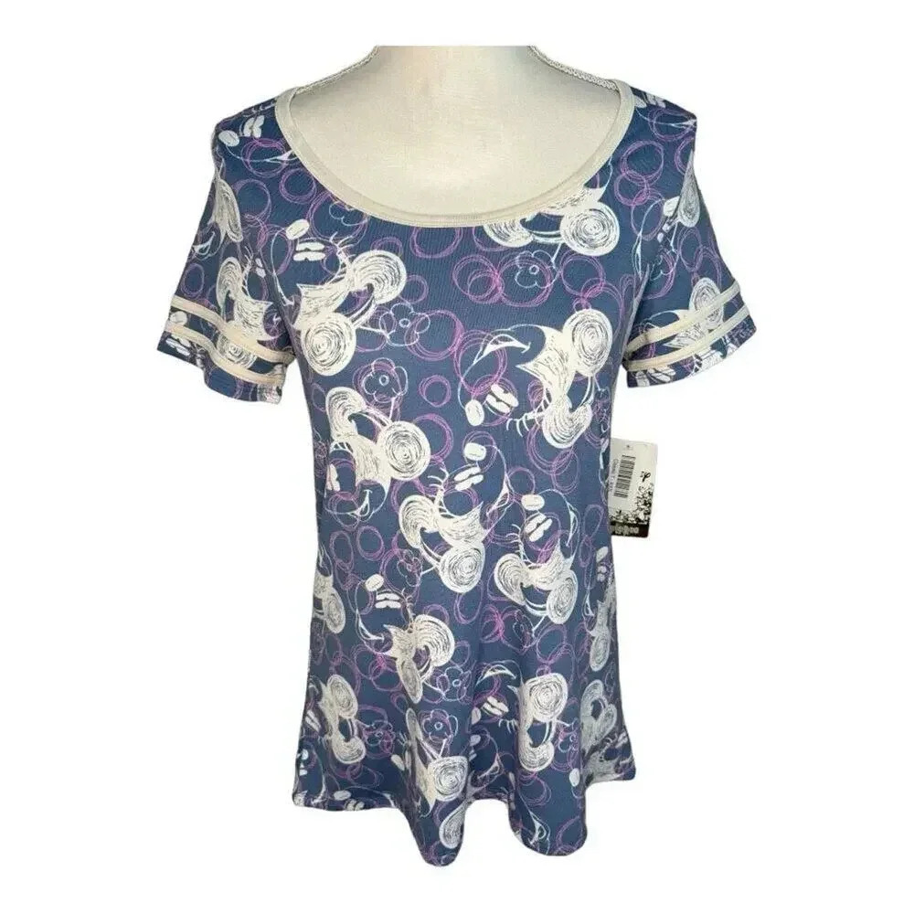 NEW LuLaRoe Women’s XXS Blue, Pink,‎ & White Disney Mickey Mouse Classic Tee NWT